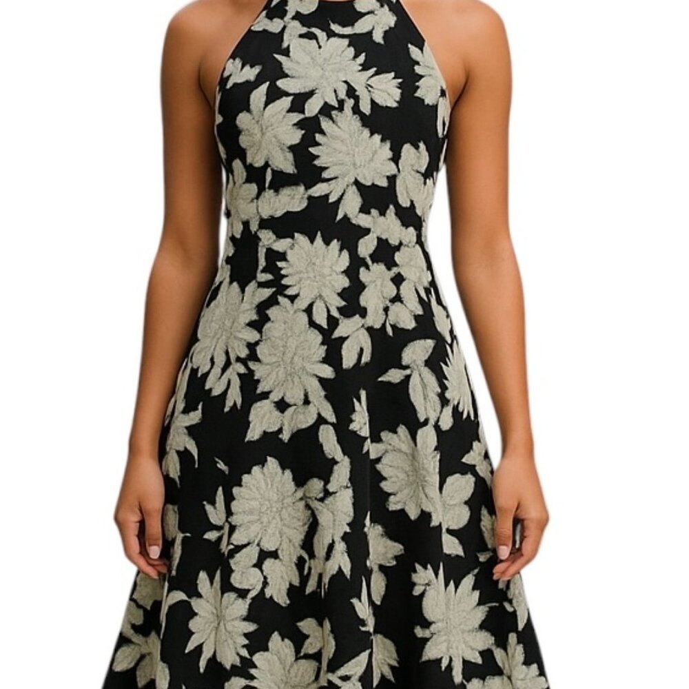 Parker Party Doll Halter Mini Dress-Size S-Flared Skirt-Zip Top Side